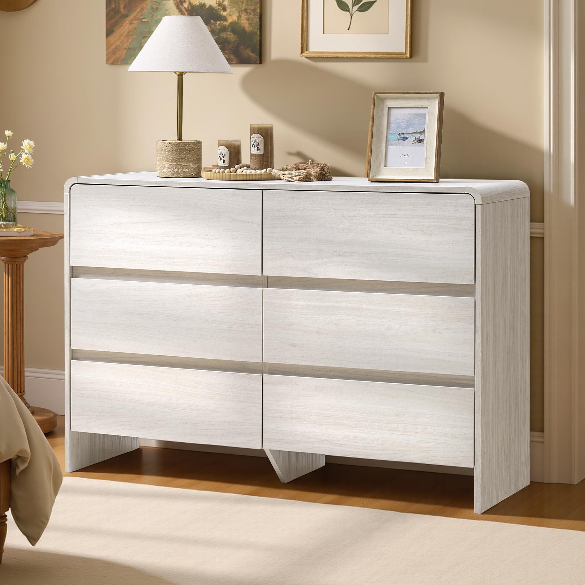PAPAJET Modern 5\u002F6\u002F7-Drawer Dresser with Handle-Free Operation & Smooth-Glide Drawers - Spacious Storage Cabinet, Rounded Corners, Easy Assembly, Engineered Wood\u002FFPB Suitable for Closet, Apartment, Hallway - Space-Saving Dresser