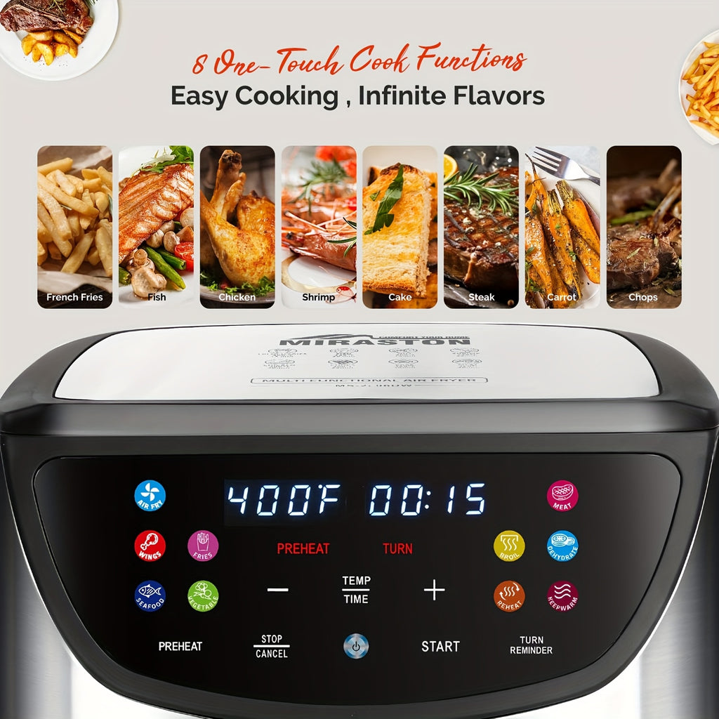 Air Fryer, 8.5QT Large Capacity 1500W, Smart Touch Screen with 10 Preset Functions, Non-stick Coating for Easy Cleaning, Suitable for 5-6 People, Kitchen Accessories, Toaster Oven, Deep Fryer