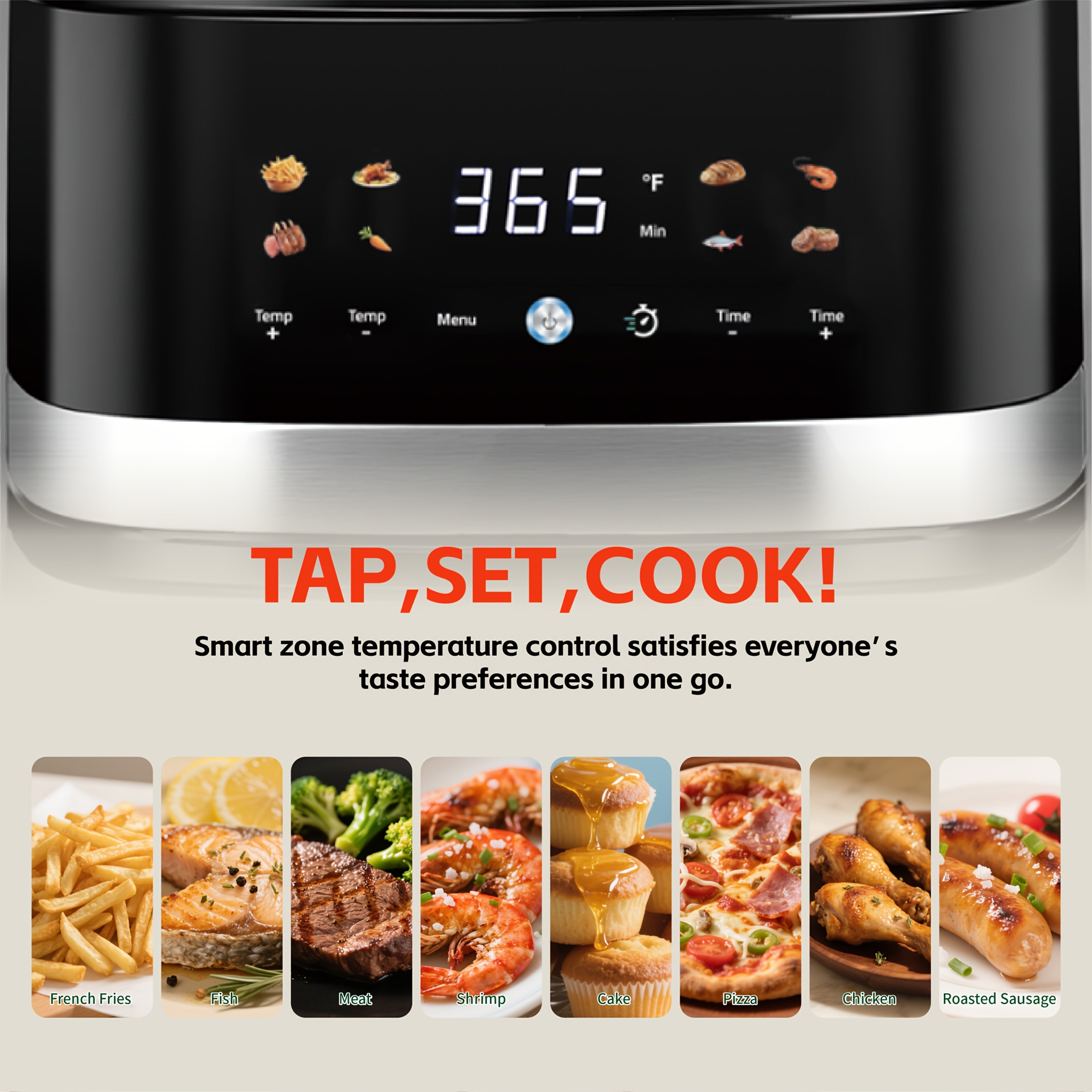 5.8QT Digital Air Fryer with Adjustable Temp &Time for Air Fry, 1400W Roast, Reheat, Easy Cooking for Veggies, Frozen Food, Meats, Lightweight Portable for Office, Dorm, Apartment, Stainless Steel, Kitchen Accessories, Deep Fryer, Kitchen, Air Fryers