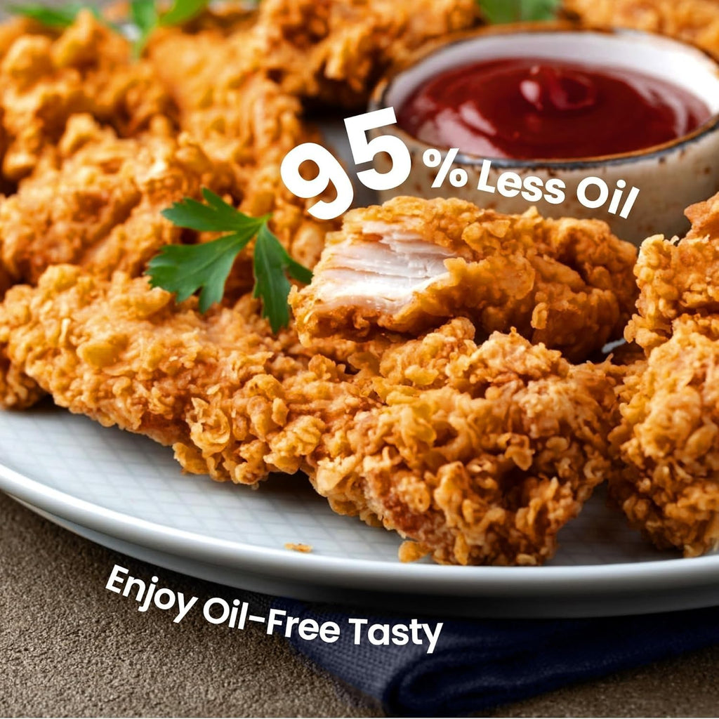 Glass Air Fryer Non Toxic, 1550W Portable AirFryer with Dual Bowl Design (4.5QT + 1.8QT), 4 Cooking Modes + DIY Control, Microwave & Dishwasher Safe, 95% Less Oil, Crisp, Grill, Bake, Roast