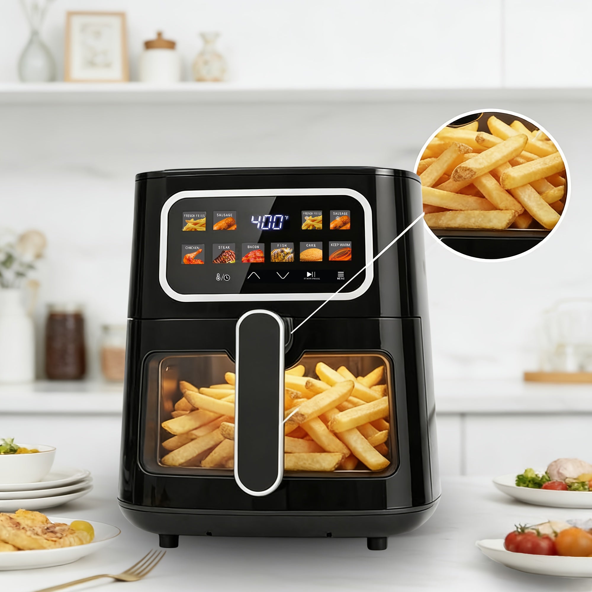 Miraston'S 5QT Digital Air Fryer Features a Viewing Window, 10 Convenient One-Touch Presets for Both Fresh And Frozen Foods, a Dishwasher-Safe Nonstick Basket, And a Compact Design Suitable for Meals for 3 to 4 People, All in Black