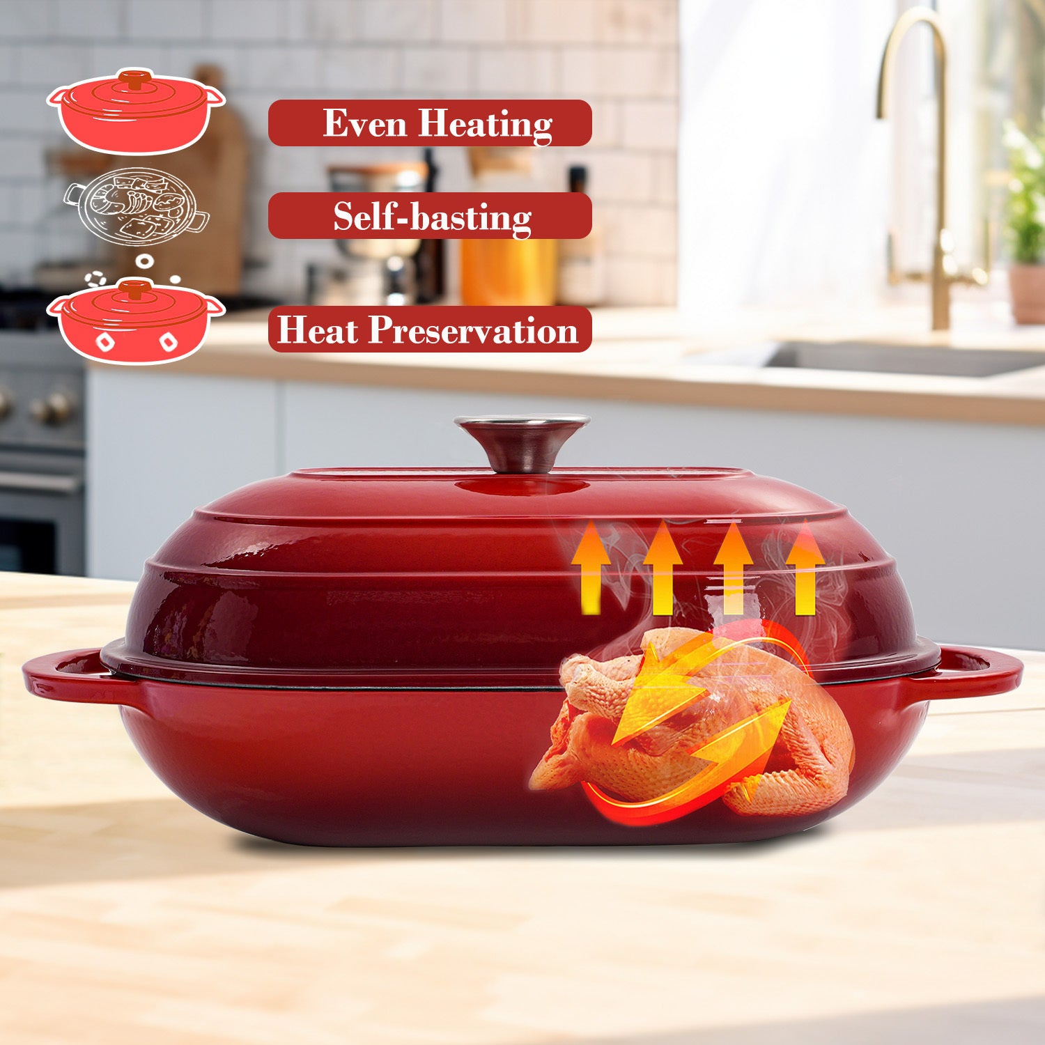 5QT Enamel-Coated Cast Iron Dutch Oven with Lid – Nonstick Loaf Pan for Bread Baking, Braising & Stews, Wedding Gift Kitchenware for Home & Cooking Lovers