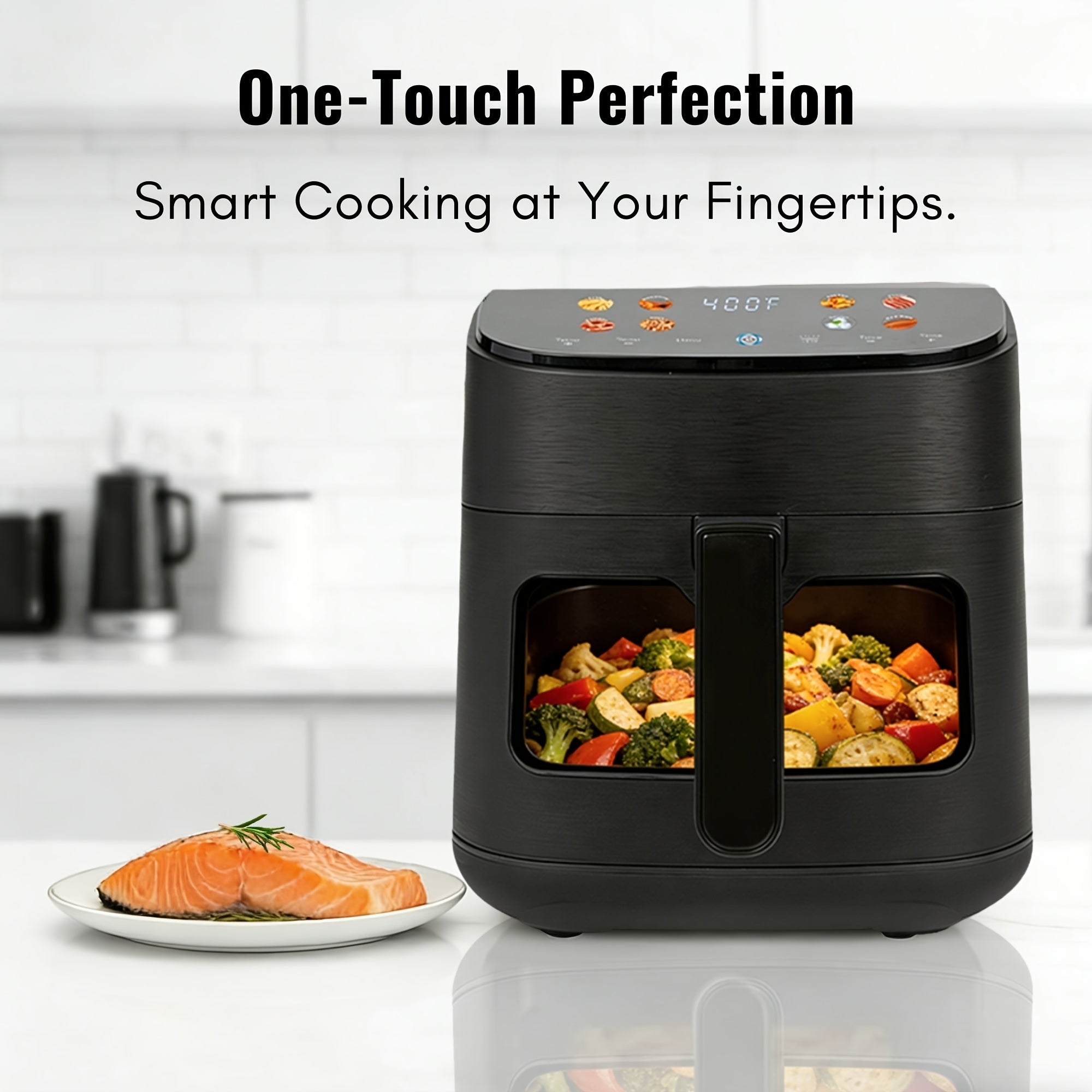 MIRASTON 6.8QT Large Air Fryer for Family Gatherings, with Viewing Window & Angled Color Touchscreen, 8 Smart Presets for Meals, Snacks & Sweets, 1500W, Dishwasher Safe, Black