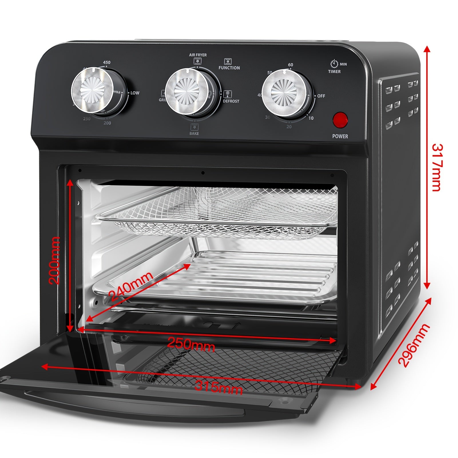 All-in-1 Multifunctional Air Fryer Oven with 360° Hot Air Circulation, Healthy Low Oil Cooking, Precise Knob Control for Home Baking Frying