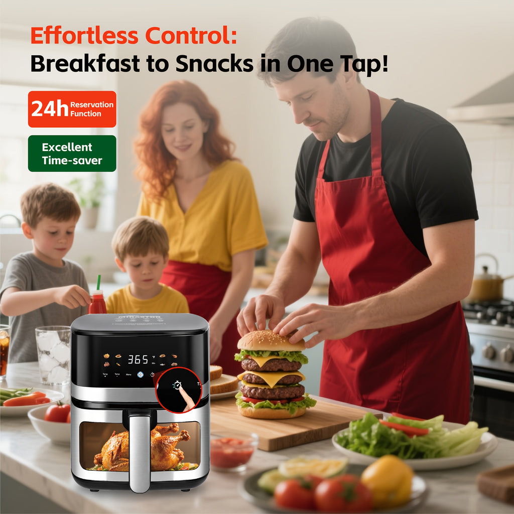 5.8QT Digital Air Fryer with Adjustable Temp &Time for Air Fry, 1400W Roast, Reheat, Easy Cooking for Veggies, Frozen Food, Meats, Lightweight Portable for Office, Dorm, Apartment, Stainless Steel, Kitchen Accessories, Deep Fryer, Kitchen, Air Fryers