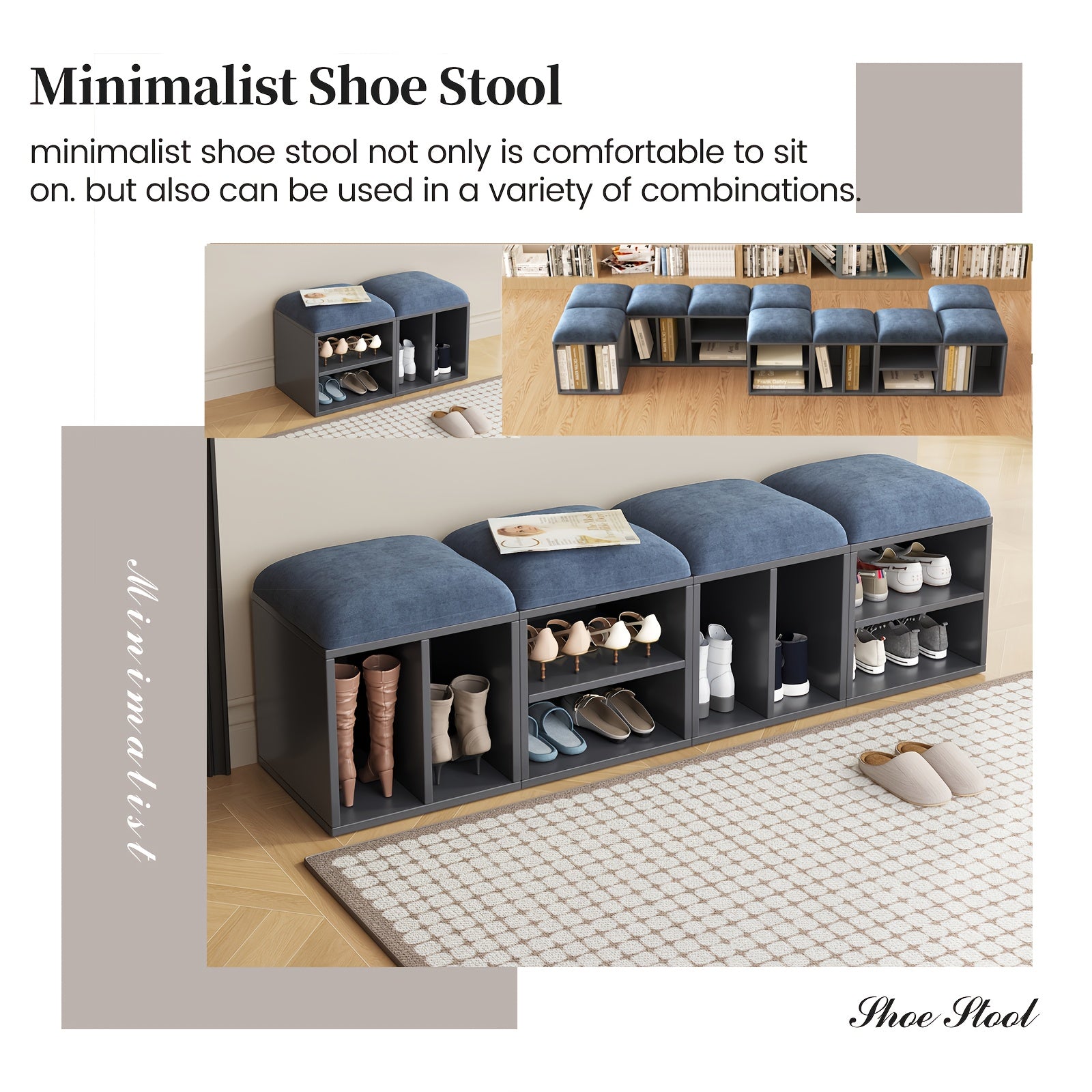 2\u002F4-Pack GUYII Step Stool with Padded Seat & Storage - Contemporary Footstool\u002FShoe Bench Suitable for Living Room, Bedroom, Entryway - Sturdy MDF\u002FFiberboard Stool with Soft Covering, Space-Saving, Ideal for s & (Cost per Unit Goes if)
