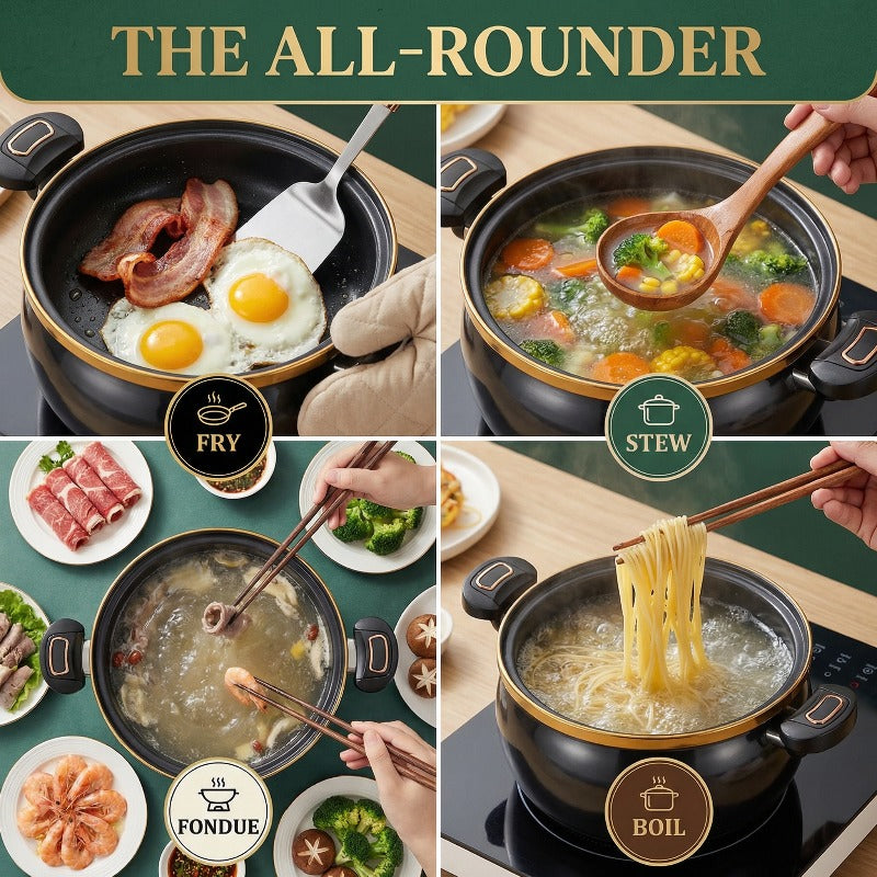 Sturdy Cast Iron Enamel Cookware Featuring Dual Handles - A Non-Stick Soup Pot Designed for Induction Stoves, Perfect for Home Use with a Large Capacity, Great for Baking, Frying, And Quick Cooking, As Well As for Stewing, Making Soups, And Braising