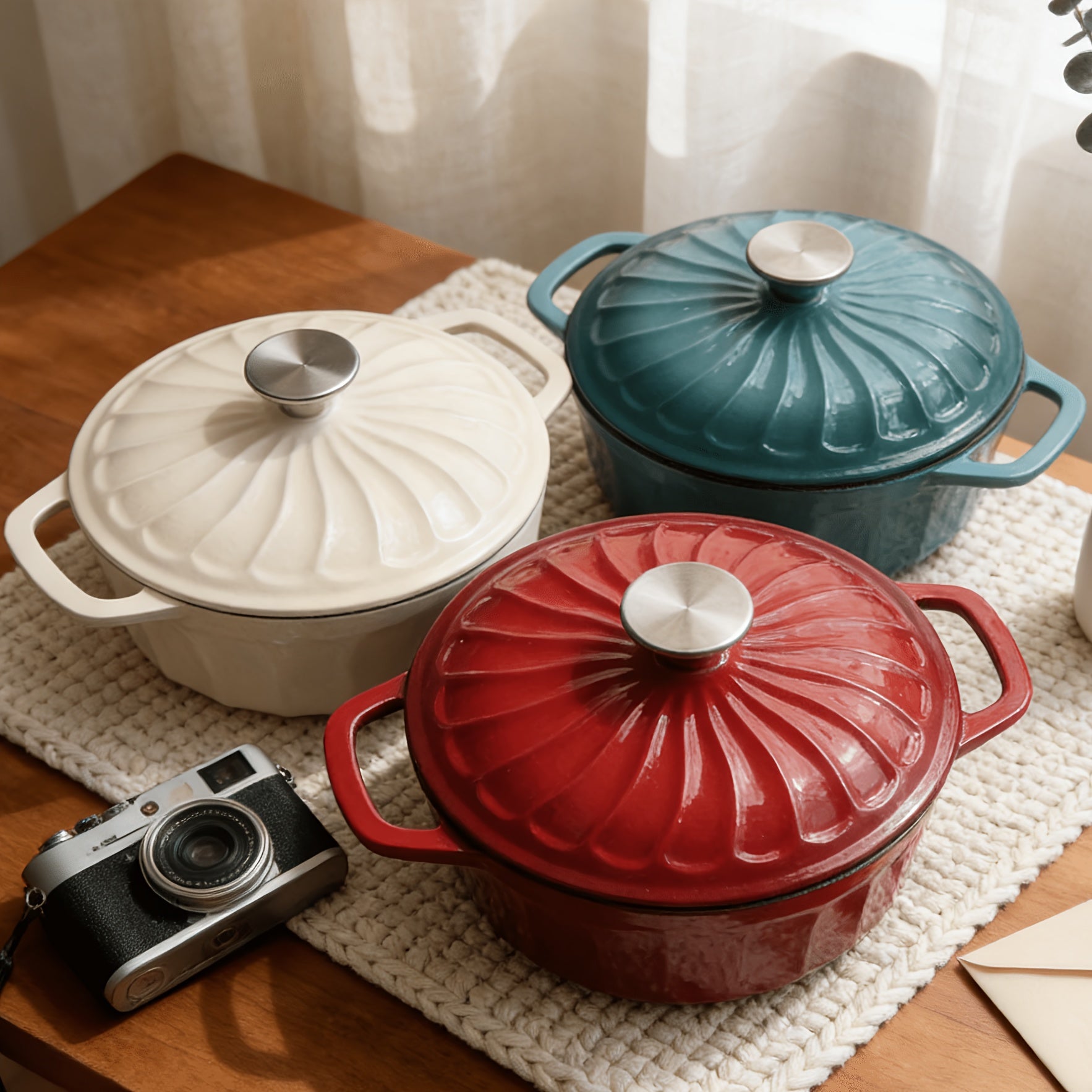 Cast Iron Dutch Pot - 4-quart Non-stick Enamel Casserole Round Pot with Lid, Oven-safe, Double Handles, Stew Pot, Suitable for Cooking, Baking And Serving