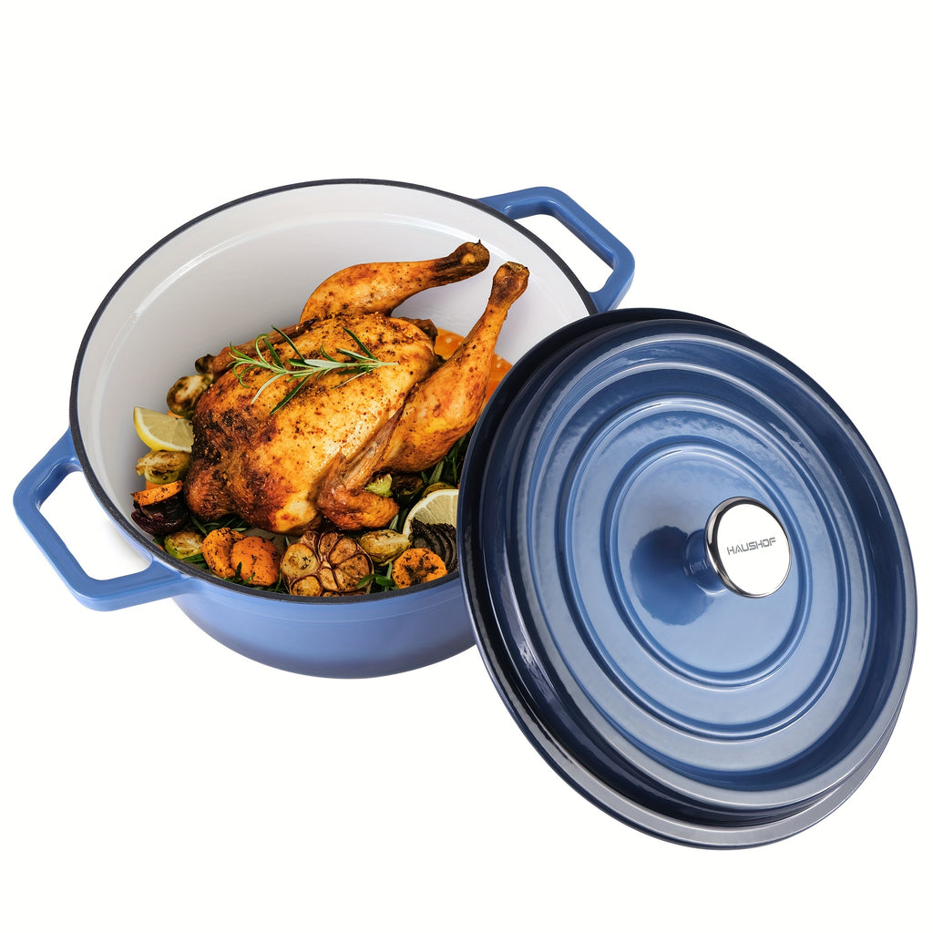 5.3QT Enameled Cast Iron Dutch Oven with Lid, Non-Stick Pot for Sourdough Bread Baking, Oven Pot with Lid, Enameled Cast Iron Dutch Oven for Bread Baking, Stewing, Rosting, Red