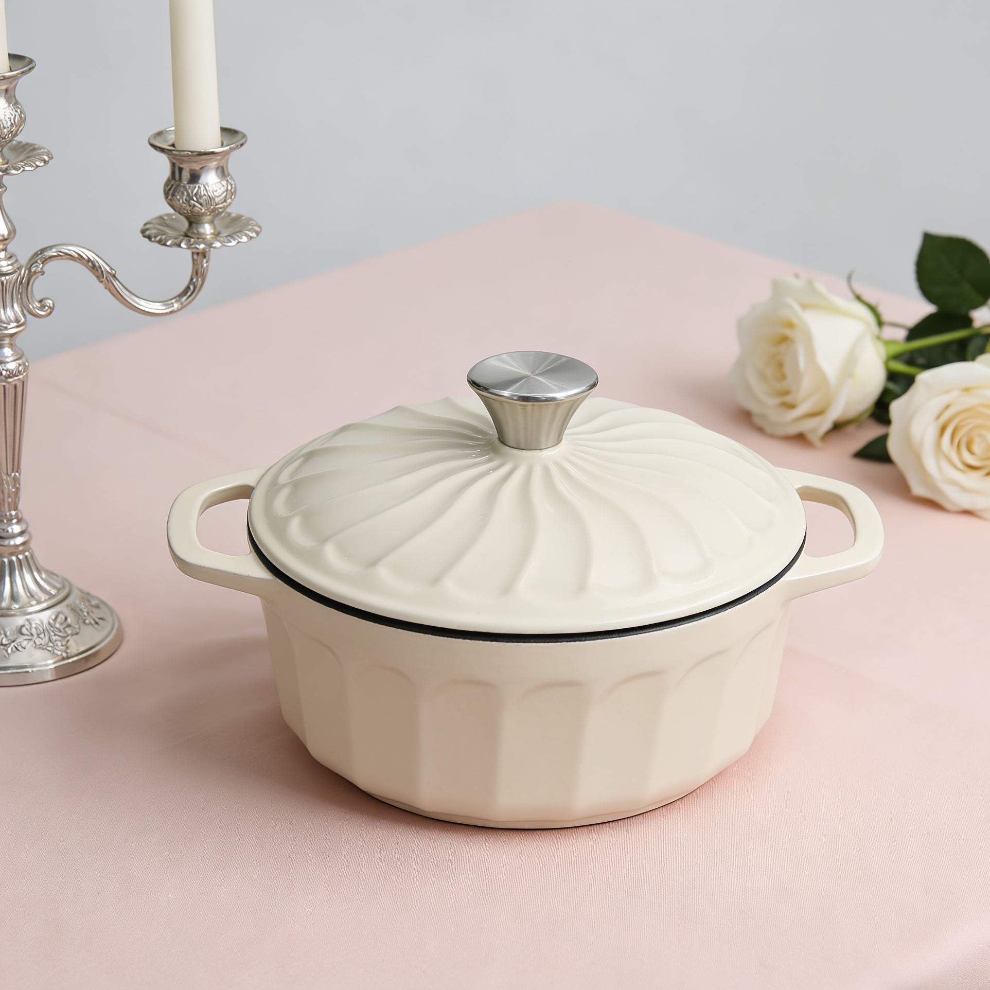 Cast Iron Dutch Pot - 4-quart Non-stick Enamel Casserole Round Pot with Lid, Oven-safe, Double Handles, Stew Pot, Suitable for Cooking, Baking And Serving