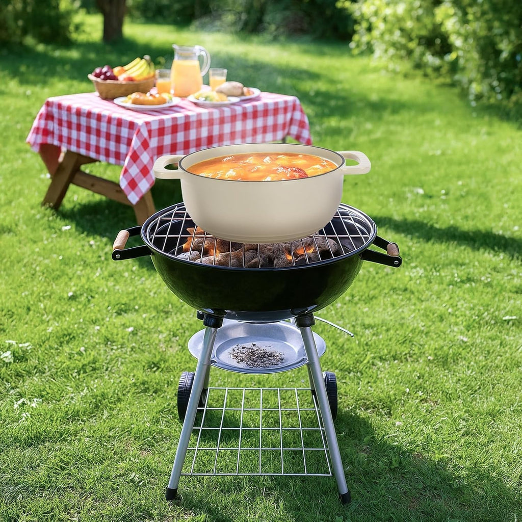 MATLADIN 6QT Round Dutch Oven, Enameled Cast Iron Dutch Oven Pot with Lid & Dual Handles, Oven Safe Up to 500° F, for Sourdough, Bread Baking, Stews and Roasting (Black)