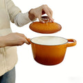 1.75QT Enameled Cast Iron Sauce Pan, Enameled Saucepan with Lid, Small Dutch Oven Cooking Kitchen Pot, Nonstick & Heavy Duty for Cooking Pasta Sauce, Gravy, Puddings, Marinate, Boiling - Orange