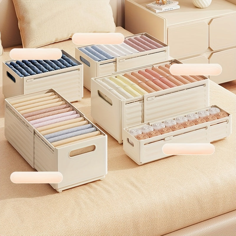 A 3-Section Stackable Wardrobe Organizer, an Extendable Clothing Storage Container Featuring a Handle And Dividers, a Versatile Storage Solution for Home Organization, Ideal for Use in Wardrobes, Bedrooms, And Offices, Shelf Baskets