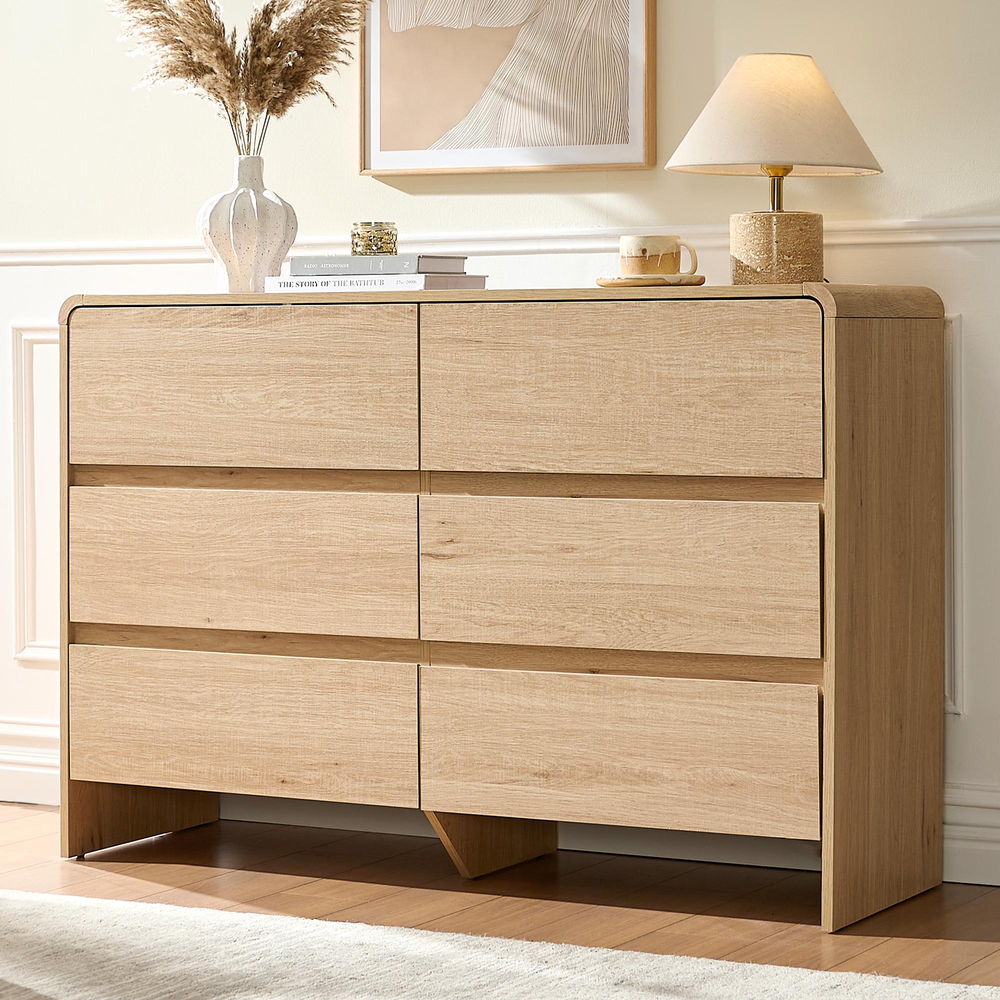 PAPAJET Modern 5\u002F6\u002F7-Drawer Dresser with Handle-Free Operation & Smooth-Glide Drawers - Spacious Storage Cabinet, Rounded Corners, Easy Assembly, Engineered Wood\u002FFPB Suitable for Closet, Apartment, Hallway - Space-Saving Dresser