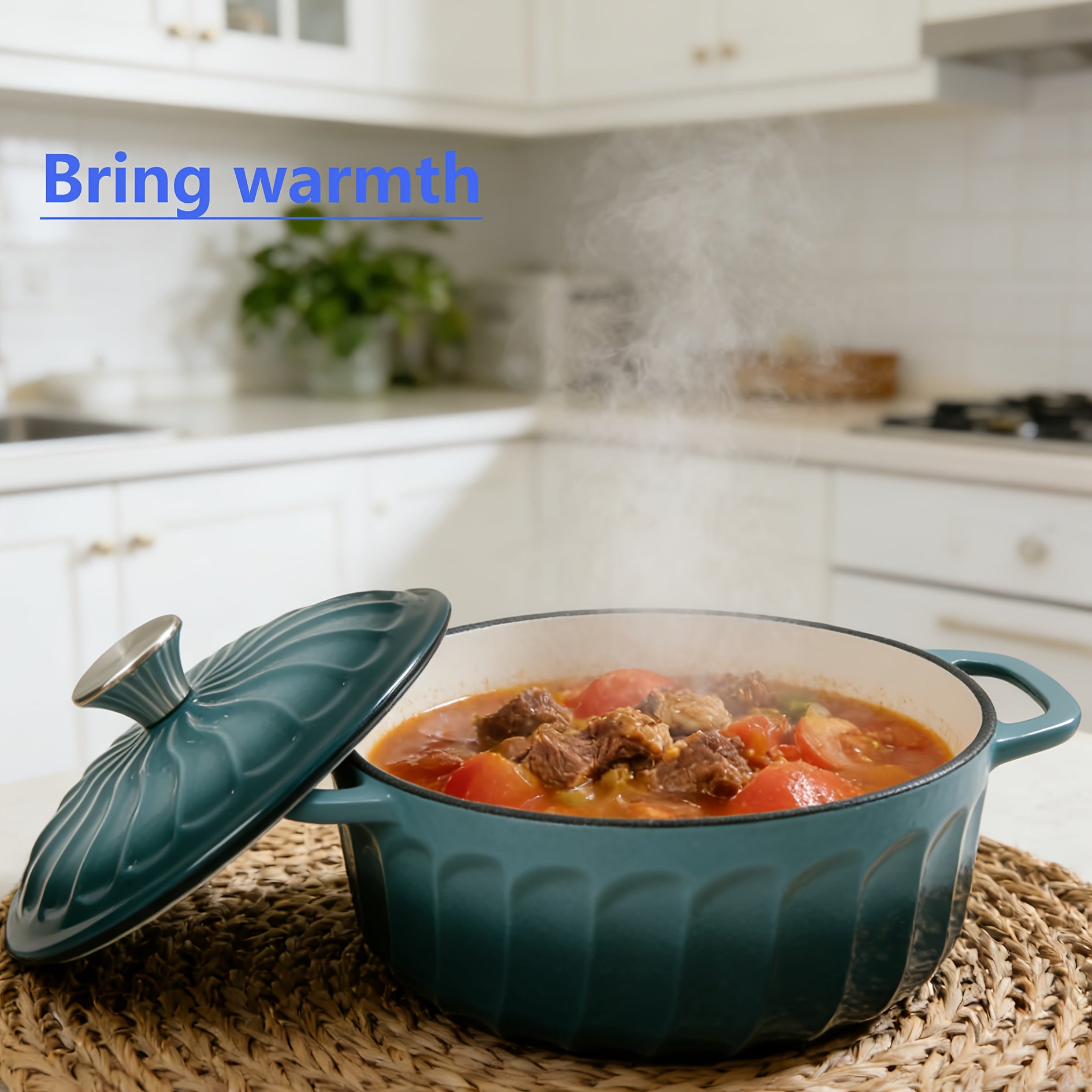 Cast Iron Dutch Pot - 4-quart Non-stick Enamel Casserole Round Pot with Lid, Oven-safe, Double Handles, Stew Pot, Suitable for Cooking, Baking And Serving