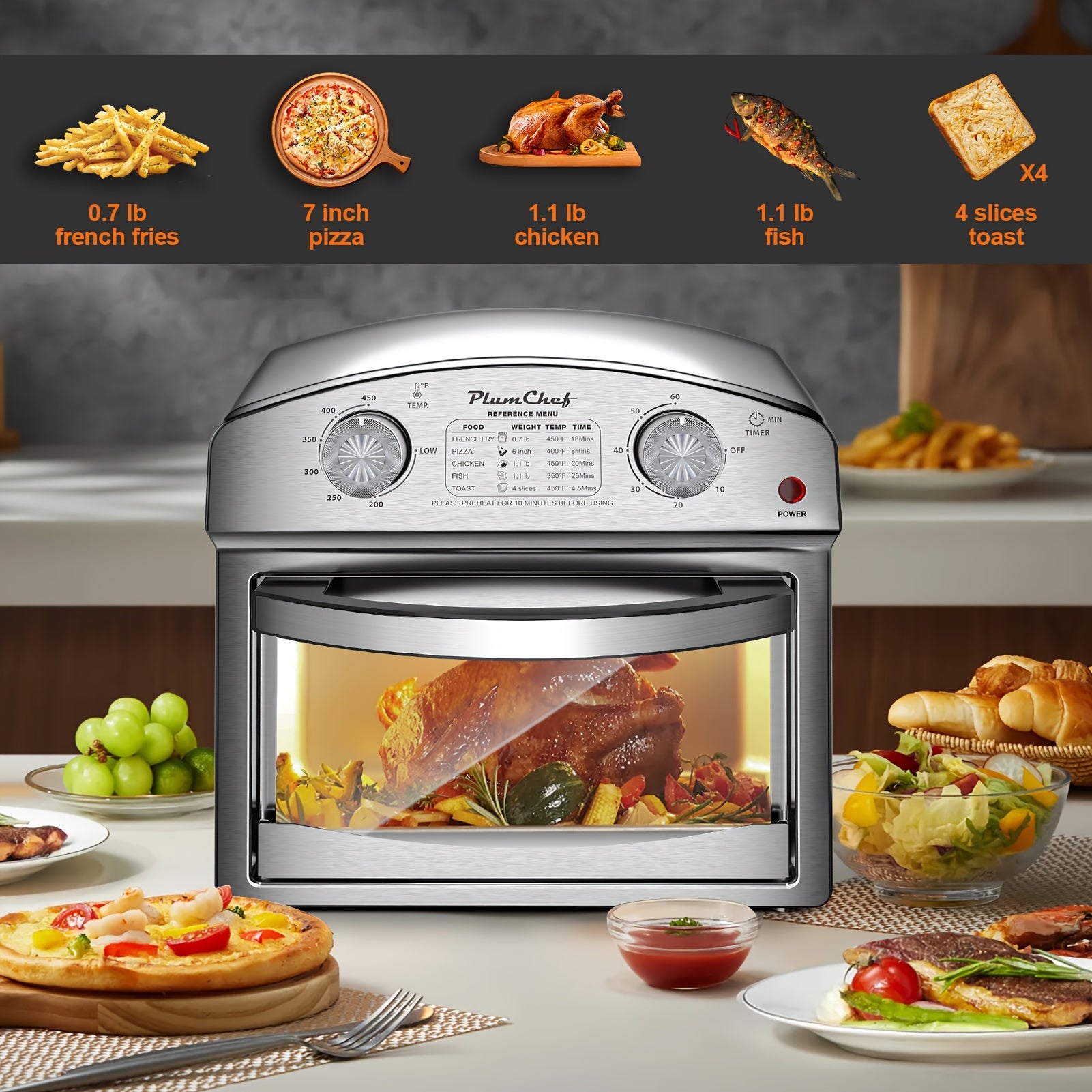 Multifunctional Air Fryer Oven with 4 Preset Modes, 1500W Fast Heating, 360° Hot Air Circulation, Easy Control & Cleaning, Complete Accessories for Healthy Home Cooking
