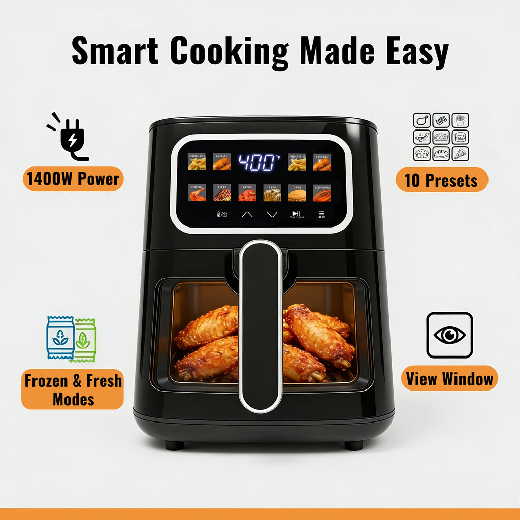 Miraston'S 5QT Digital Air Fryer Features a Viewing Window, 10 Convenient One-Touch Presets for Both Fresh And Frozen Foods, a Dishwasher-Safe Nonstick Basket, And a Compact Design Suitable for Meals for 3 to 4 People, All in Black