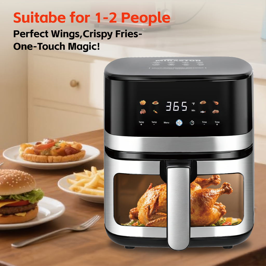 5.8QT Digital Air Fryer with Adjustable Temp &Time for Air Fry, 1400W Roast, Reheat, Easy Cooking for Veggies, Frozen Food, Meats, Lightweight Portable for Office, Dorm, Apartment, Stainless Steel, Kitchen Accessories, Deep Fryer, Kitchen, Air Fryers