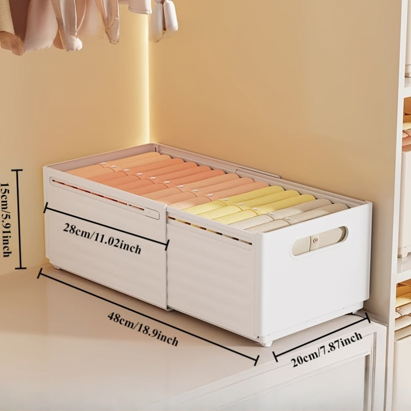 A 3-Section Stackable Wardrobe Organizer, an Extendable Clothing Storage Container Featuring a Handle And Dividers, a Versatile Storage Solution for Home Organization, Ideal for Use in Wardrobes, Bedrooms, And Offices, Shelf Baskets