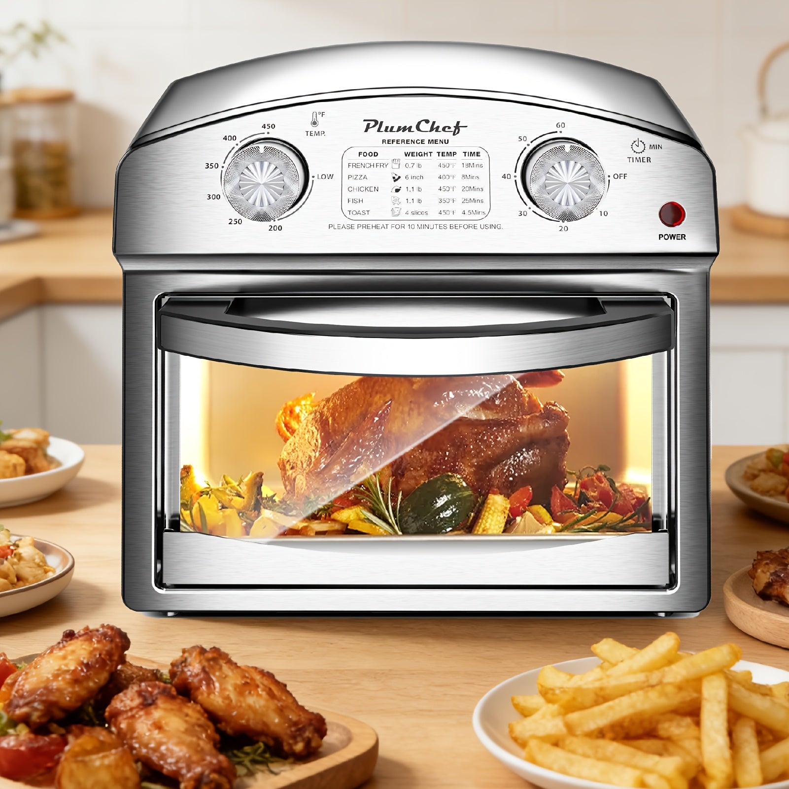 Multifunctional Air Fryer Oven with 4 Preset Modes, 1500W Fast Heating, 360° Hot Air Circulation, Easy Control & Cleaning, Complete Accessories for Healthy Home Cooking