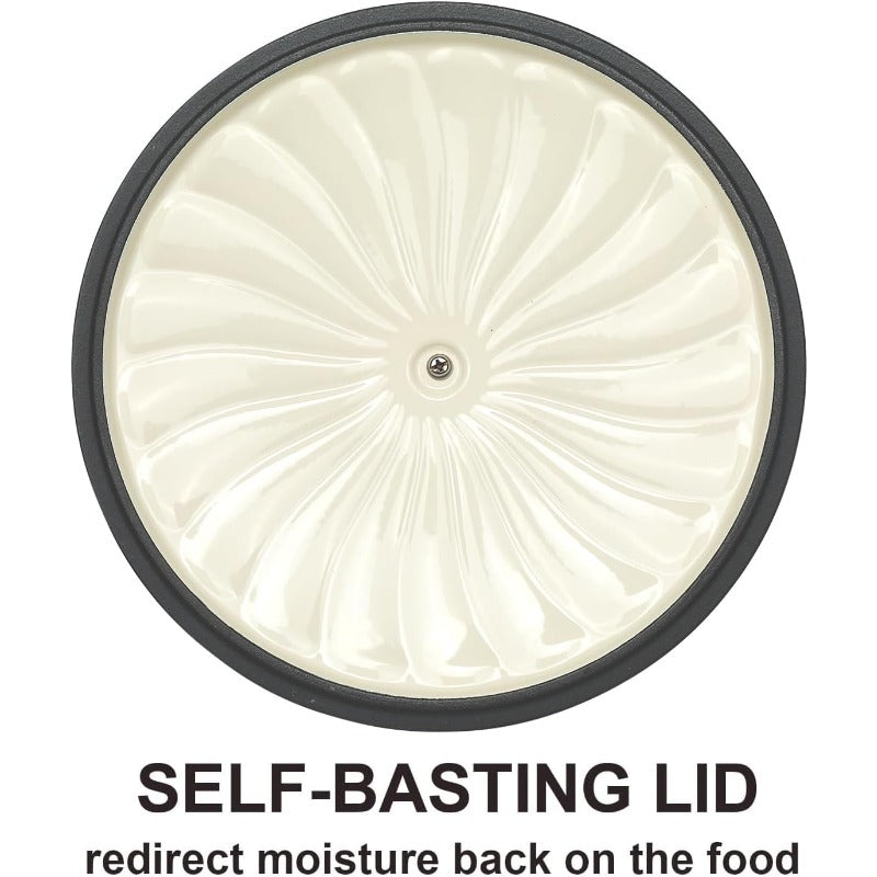 3.8 Quart Enameled Cast Iron Dutch Oven Braiser Pan with Lid - Heavy-Duty White Enamel Cookware, Induction\u002FOven\u002FS \u002F Compatible, Self-Locking Lid & Stovetop-to-Oven Use, Glossy Non-Stick Surface for Stews, Frying, Casseroles (OV