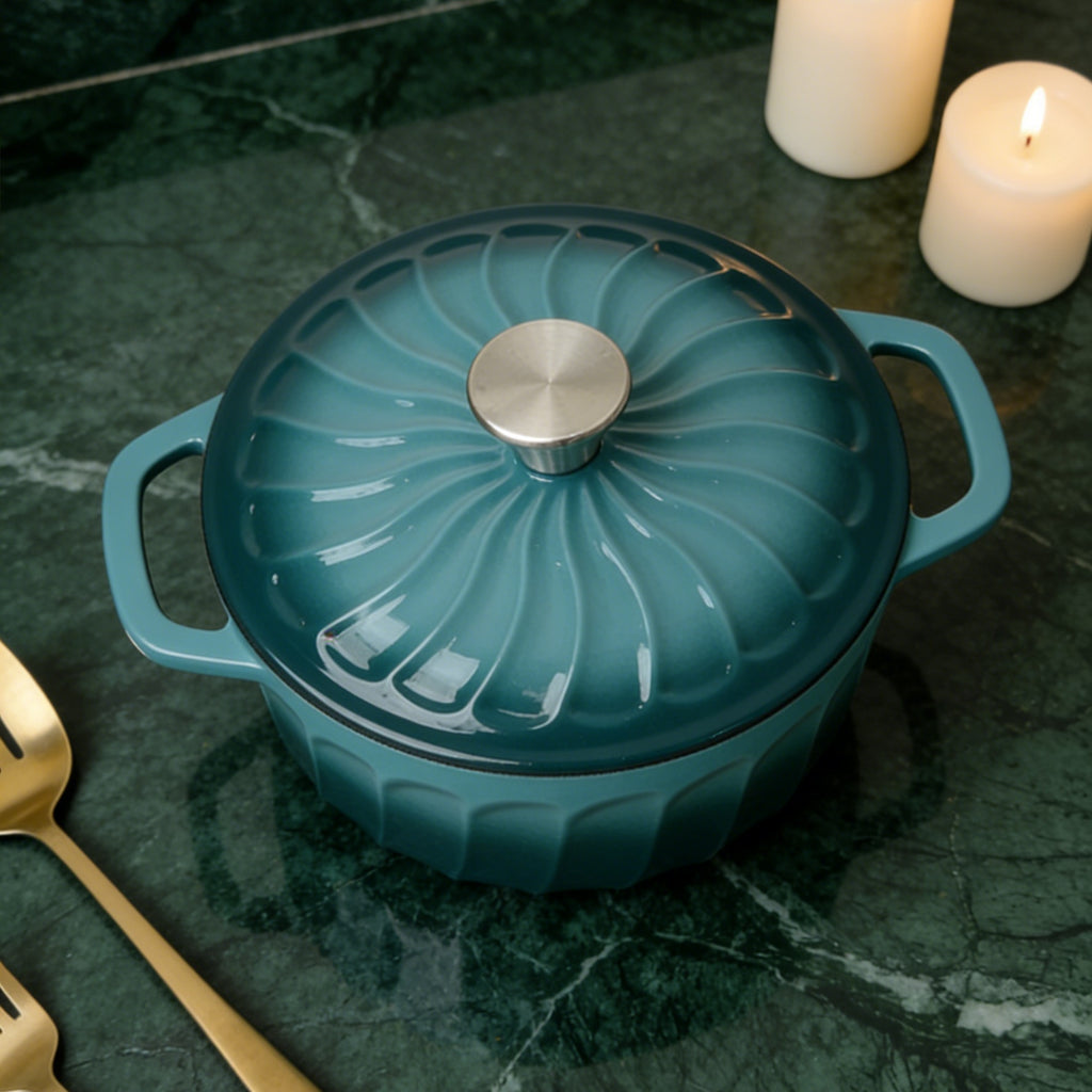 Cast Iron Dutch Pot - 4-quart Non-stick Enamel Casserole Round Pot with Lid, Oven-safe, Double Handles, Stew Pot, Suitable for Cooking, Baking And Serving