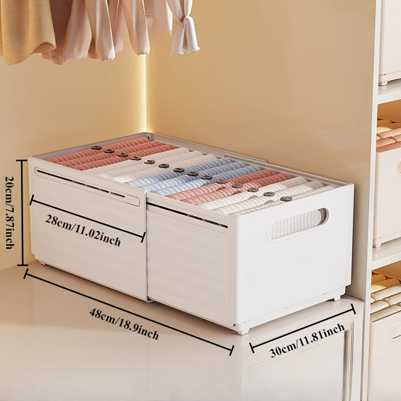 A 3-Section Stackable Wardrobe Organizer, an Extendable Clothing Storage Container Featuring a Handle And Dividers, a Versatile Storage Solution for Home Organization, Ideal for Use in Wardrobes, Bedrooms, And Offices, Shelf Baskets