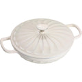 3.8 Quart Enameled Cast Iron Dutch Oven Braiser Pan with Lid - Heavy-Duty White Enamel Cookware, Induction\u002FOven\u002FS \u002F Compatible, Self-Locking Lid & Stovetop-to-Oven Use, Glossy Non-Stick Surface for Stews, Frying, Casseroles (OV