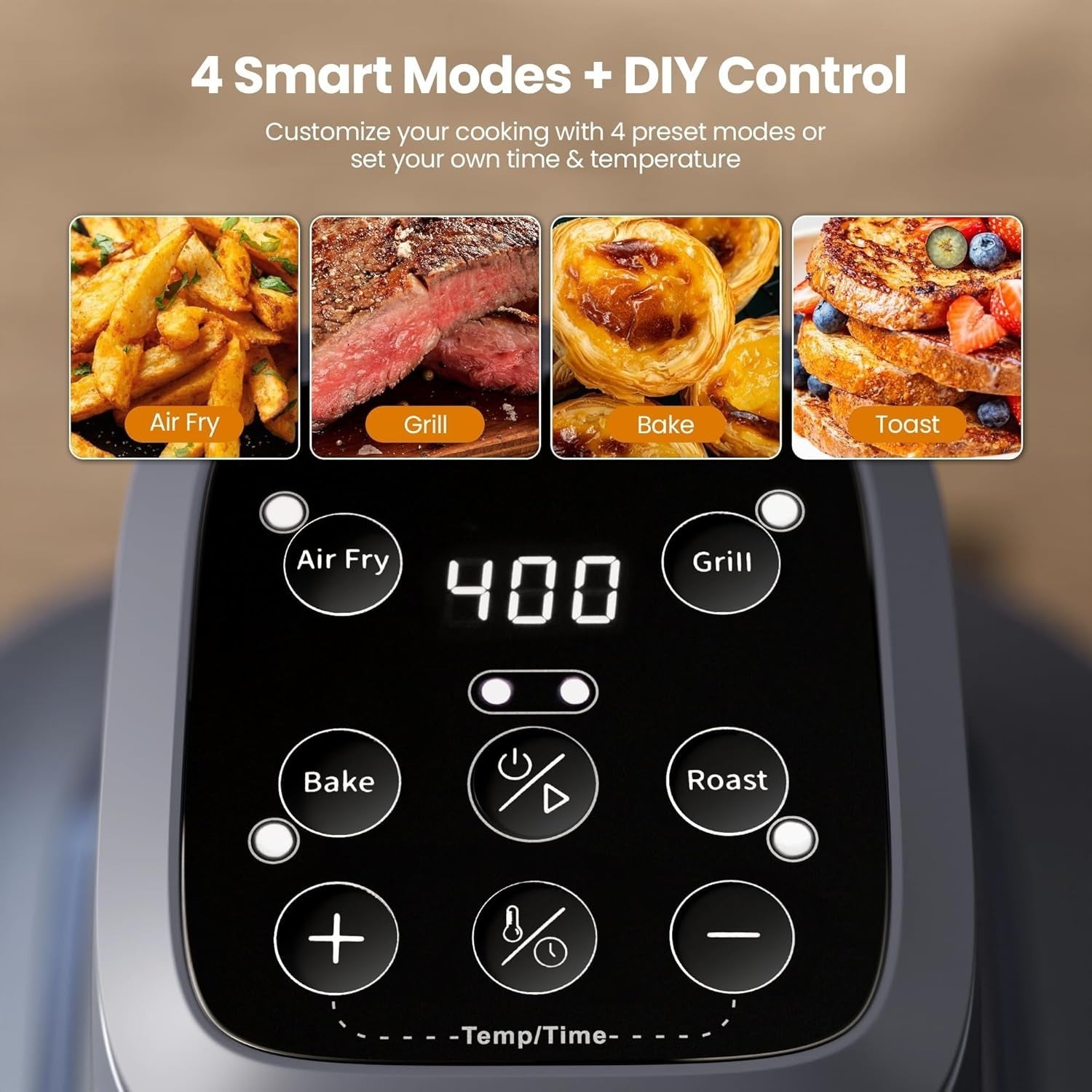 Glass Air Fryer Non Toxic, 1550W Portable AirFryer with Dual Bowl Design (4.5QT + 1.8QT), 4 Cooking Modes + DIY Control, Microwave & Dishwasher Safe, 95% Less Oil, Crisp, Grill, Bake, Roast