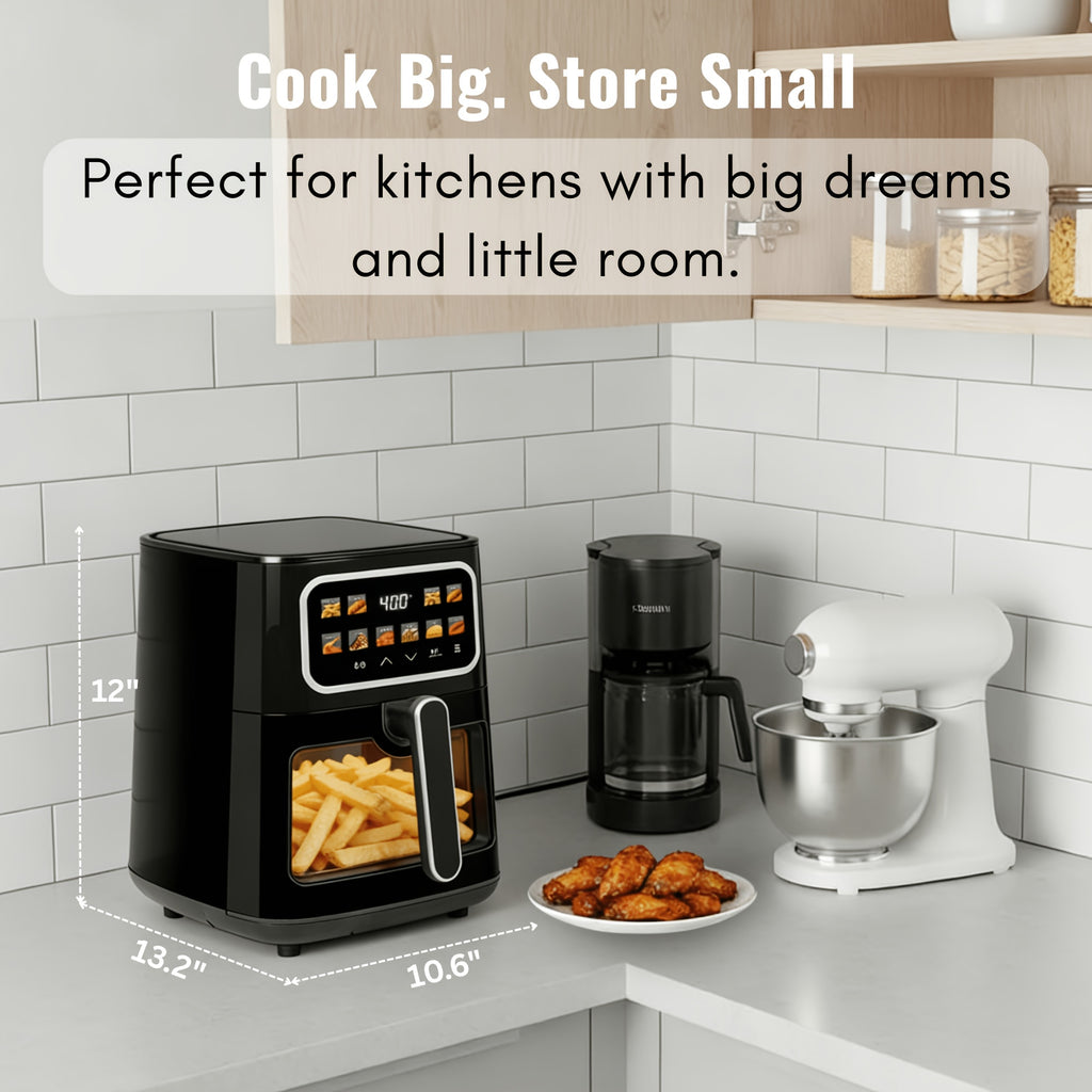 Miraston'S 5QT Digital Air Fryer Features a Viewing Window, 10 Convenient One-Touch Presets for Both Fresh And Frozen Foods, a Dishwasher-Safe Nonstick Basket, And a Compact Design Suitable for Meals for 3 to 4 People, All in Black