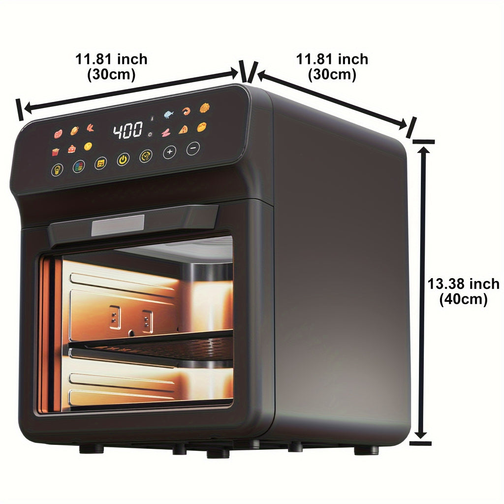 Bluebow 12QT Air Fryer Convection Oven with 12-in-1 Multi Function, Visible Window, Touchscreen, Healthy Choice, Oil-Free, Non-Stick Basket, Easy to Clean, One-Touch Operation, Baking, Heating, Air-drying, Fast Food