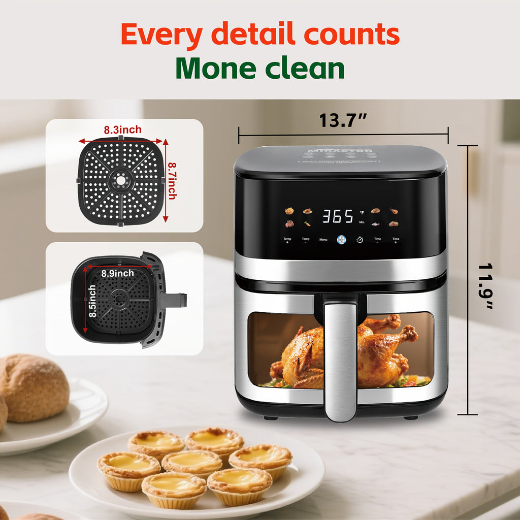 5.8QT Digital Air Fryer with Adjustable Temp &Time for Air Fry, 1400W Roast, Reheat, Easy Cooking for Veggies, Frozen Food, Meats, Lightweight Portable for Office, Dorm, Apartment, Stainless Steel, Kitchen Accessories, Deep Fryer, Kitchen, Air Fryers