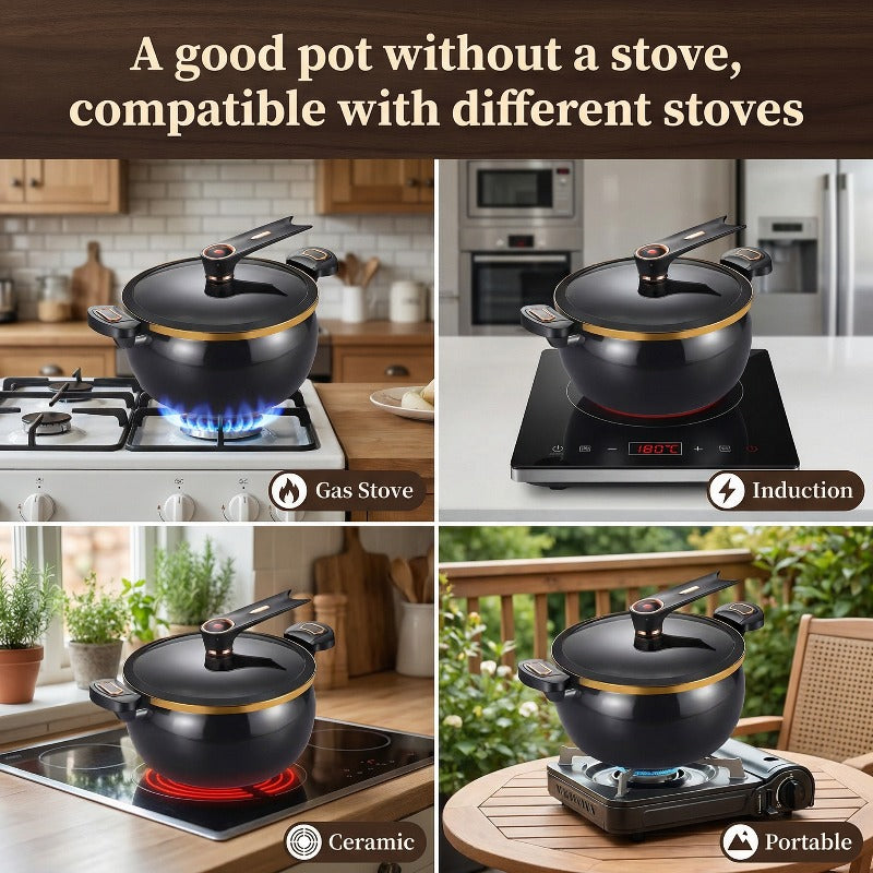 Sturdy Cast Iron Enamel Cookware Featuring Dual Handles - A Non-Stick Soup Pot Designed for Induction Stoves, Perfect for Home Use with a Large Capacity, Great for Baking, Frying, And Quick Cooking, As Well As for Stewing, Making Soups, And Braising