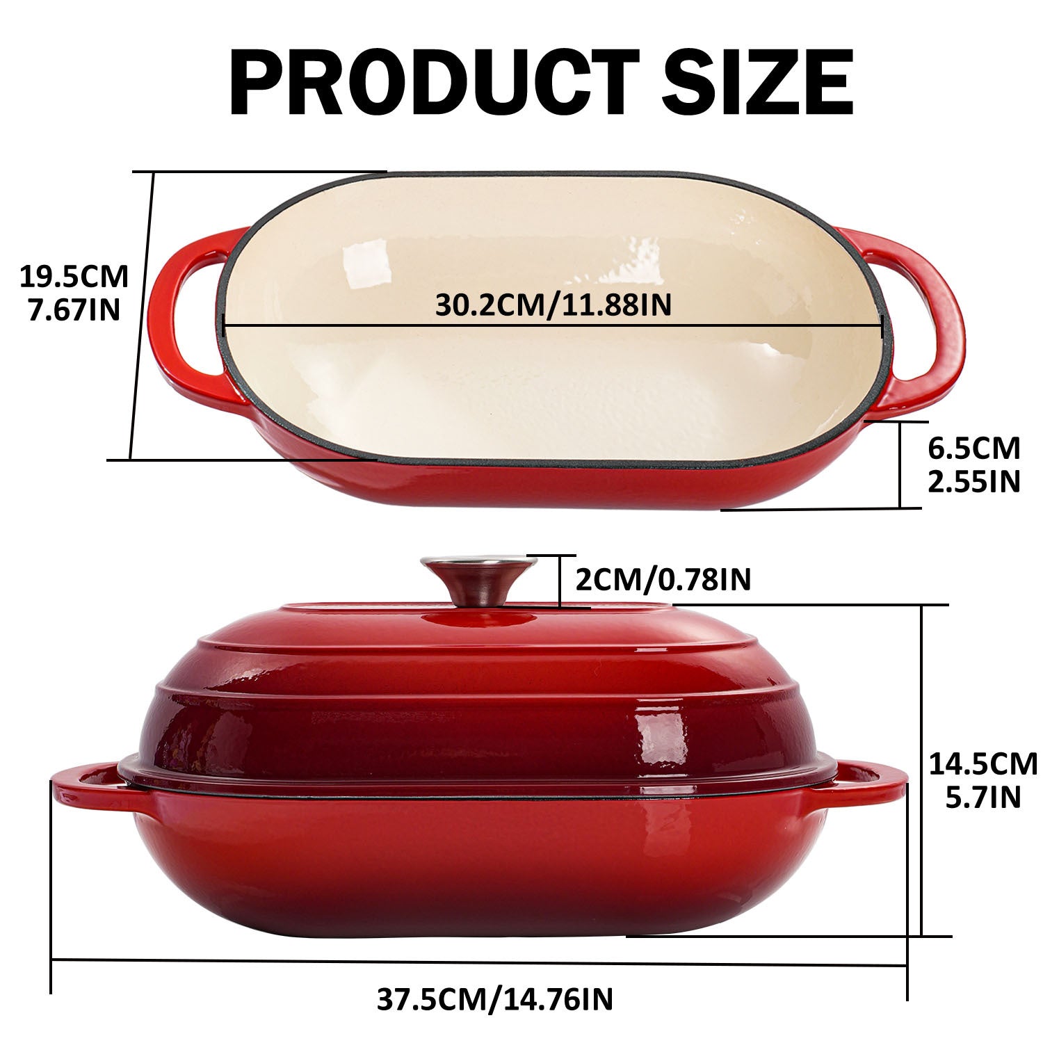 5QT Enamel-Coated Cast Iron Dutch Oven with Lid – Nonstick Loaf Pan for Bread Baking, Braising & Stews, Wedding Gift Kitchenware for Home & Cooking Lovers