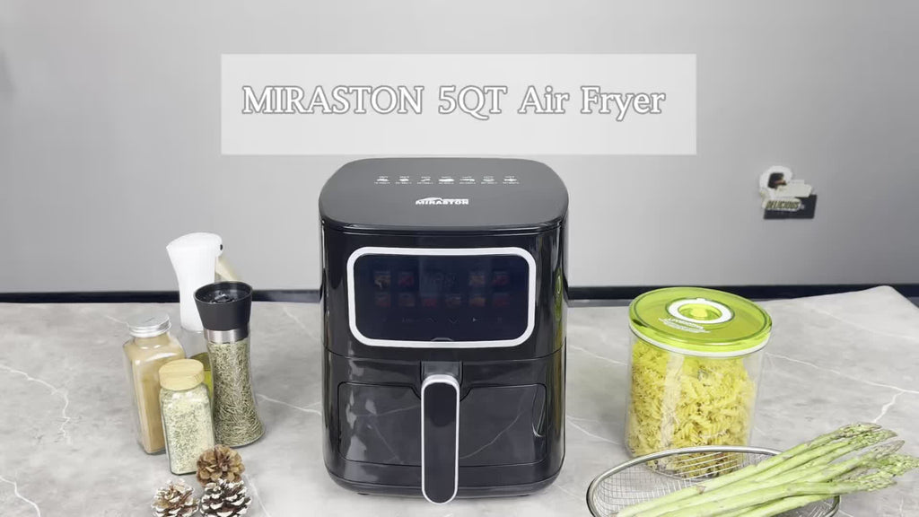 Miraston'S 5QT Digital Air Fryer Features a Viewing Window, 10 Convenient One-Touch Presets for Both Fresh And Frozen Foods, a Dishwasher-Safe Nonstick Basket, And a Compact Design Suitable for Meals for 3 to 4 People, All in Black