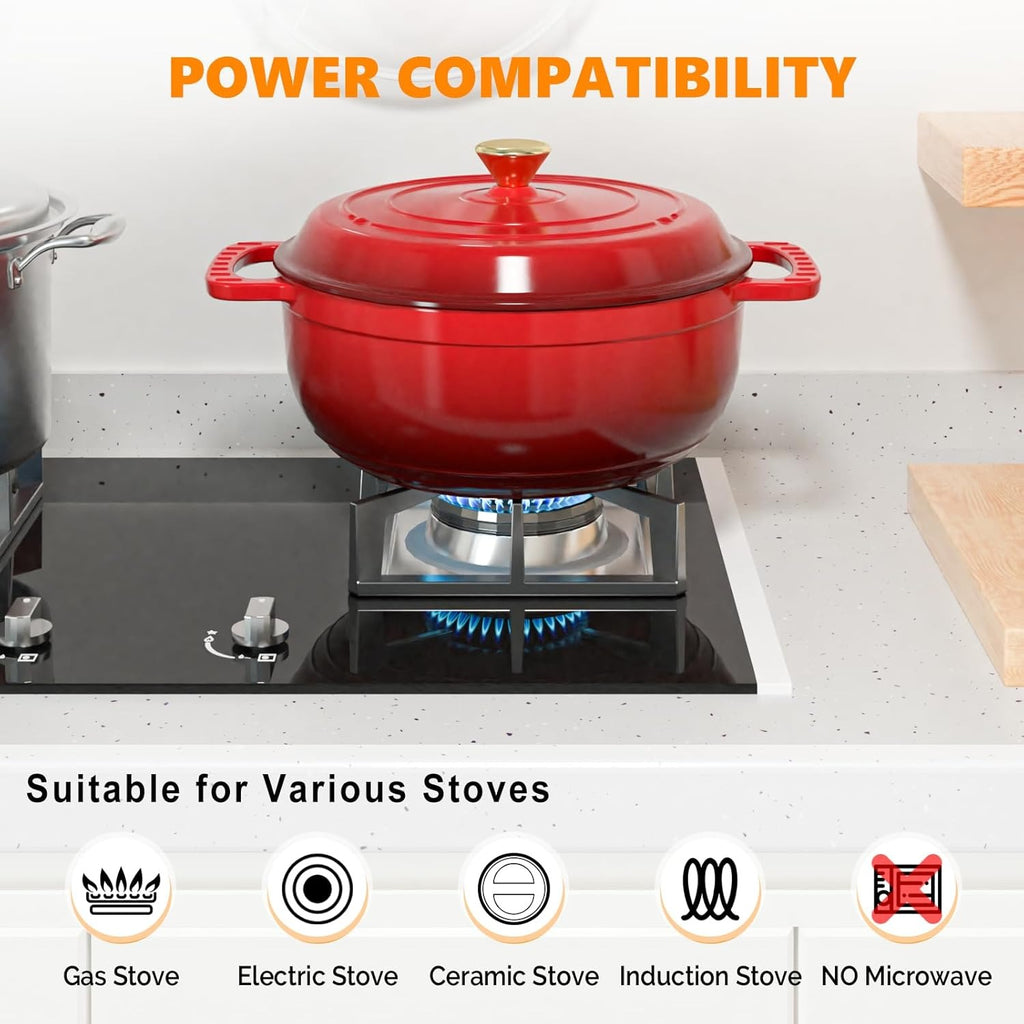 MATLADIN 6QT Round Dutch Oven, Enameled Cast Iron Dutch Oven Pot with Lid & Dual Handles, Oven Safe Up to 500° F, for Sourdough, Bread Baking, Stews and Roasting (Black)