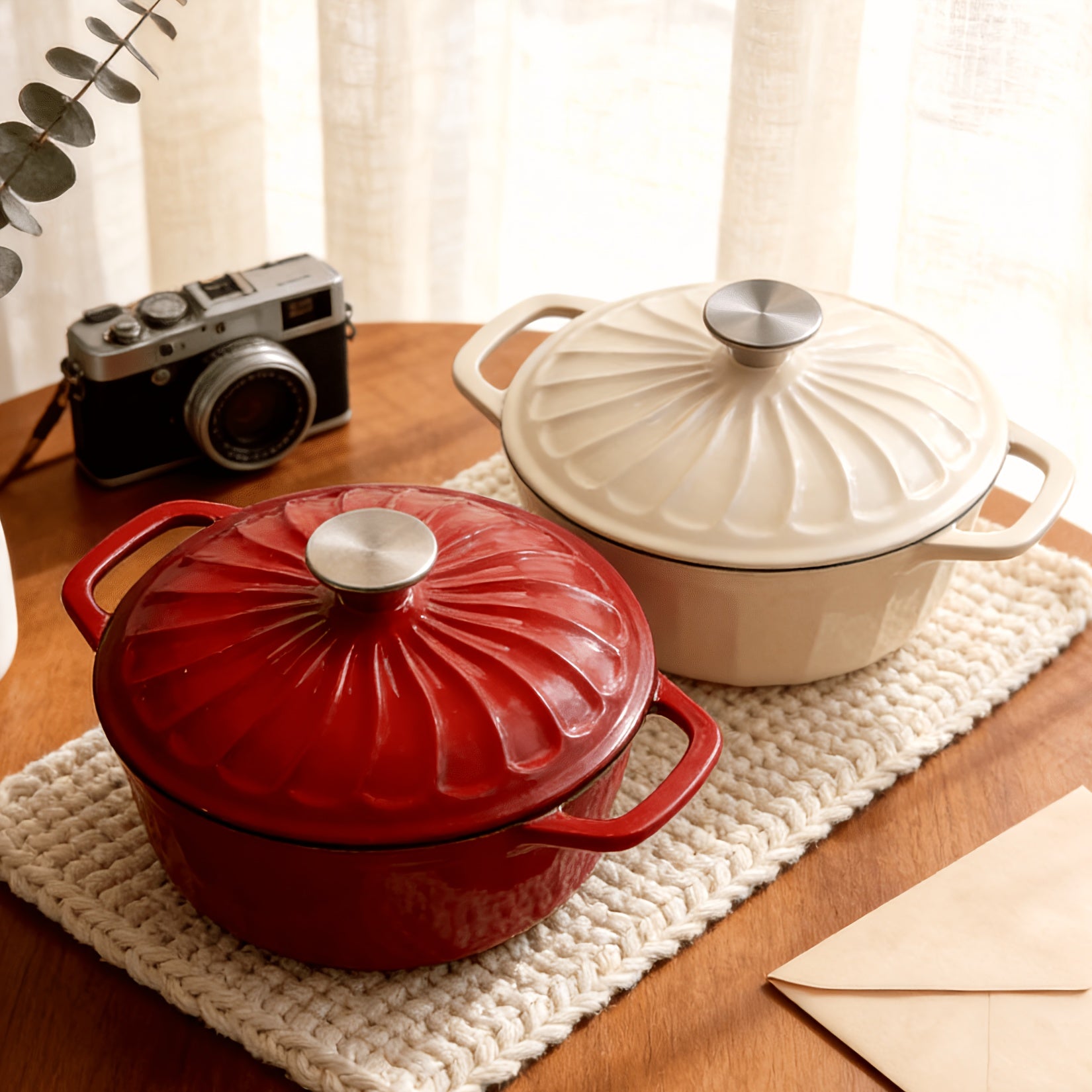 Cast Iron Dutch Pot - 4-quart Non-stick Enamel Casserole Round Pot with Lid, Oven-safe, Double Handles, Stew Pot, Suitable for Cooking, Baking And Serving