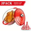 4.5 Quart Dutch Oven with Lid - Heavy-Duty Cast Iron Cooker, 500°F High-Temperature Oven-Safe, Non-Stick Enamel Coating, 4.5 Quart Capacity, Includes 2 Heat-resistant Triangular Lids - Ideal For Baking, Stewing, Braising